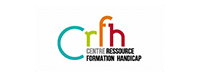 CRFH - Centre Ressource Formation Handicap : Logo Officiel Logo CRFH Centre Ressource Formation Handicap avec lettrage stylisé coloré sur fond blanc.