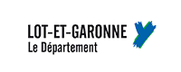 Logo du Département de Lot-et-Garonne - Identité Visuelle Logo Lot-et-Garonne Le Département avec texte noir et symbole graphique bleu et vert en forme de Y stylisé.